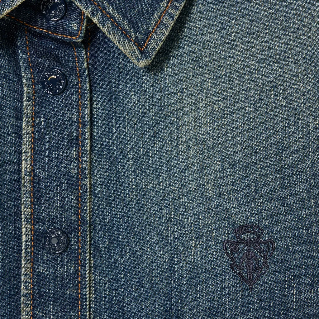 Cotton Denim Shirt With Embroidery