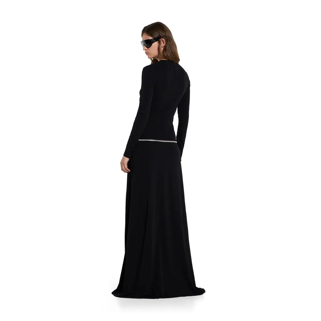 Jersey Dress With Crystal Horsebit Belt