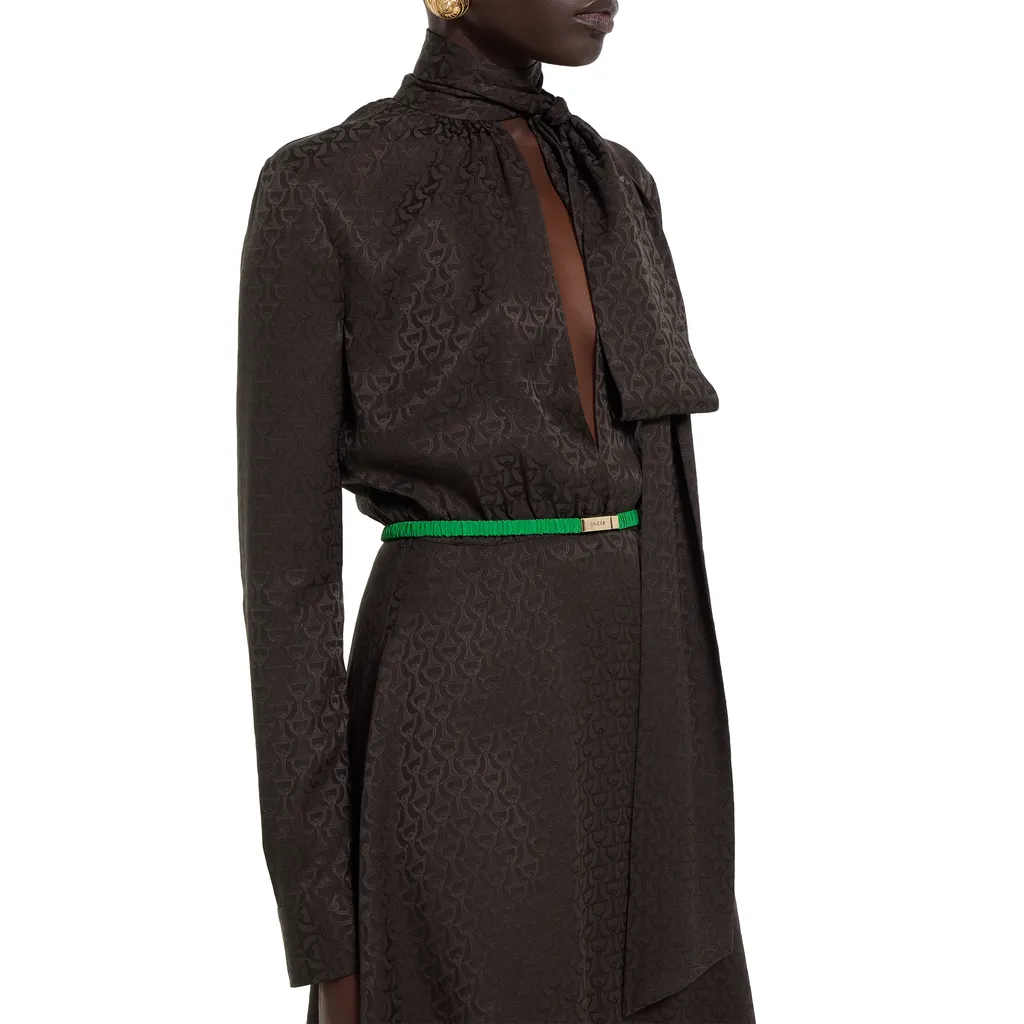 Horsebit Silk Jacquard Dress