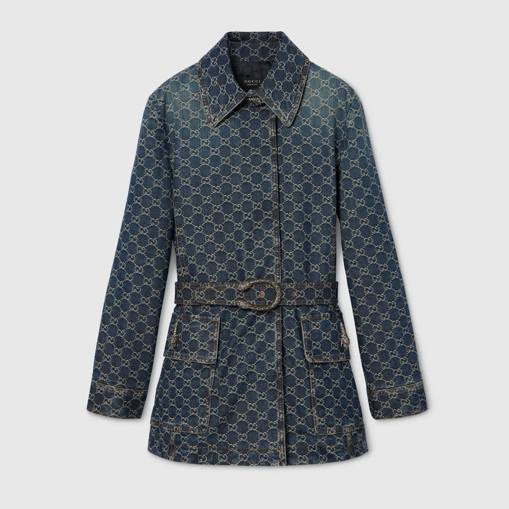 Gg Cotton Denim Jacquard Jacket