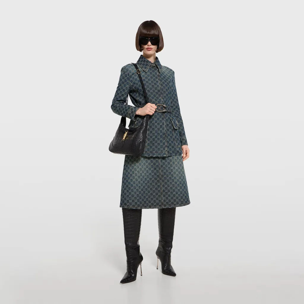 Gg Cotton Denim Jacquard Jacket