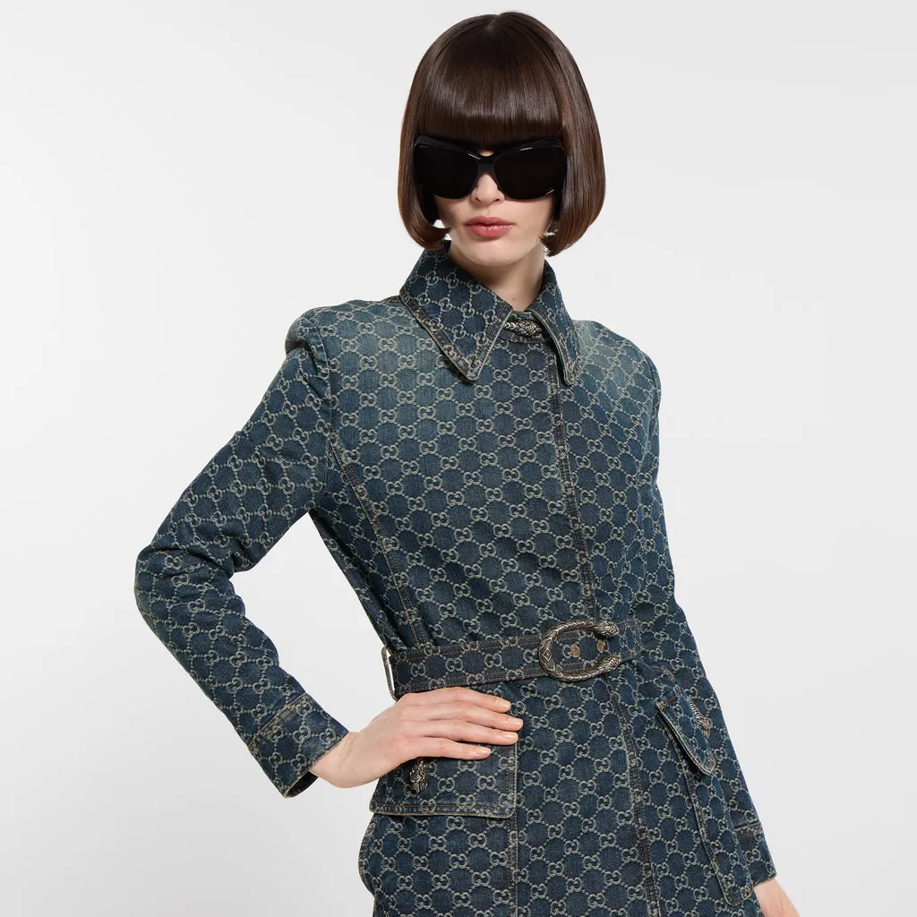 Gg Cotton Denim Jacquard Jacket