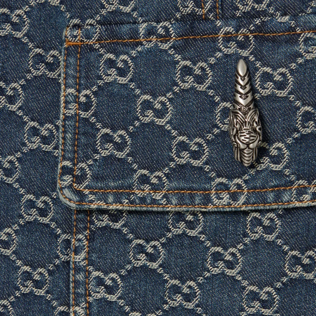 Gg Cotton Denim Jacquard Jacket