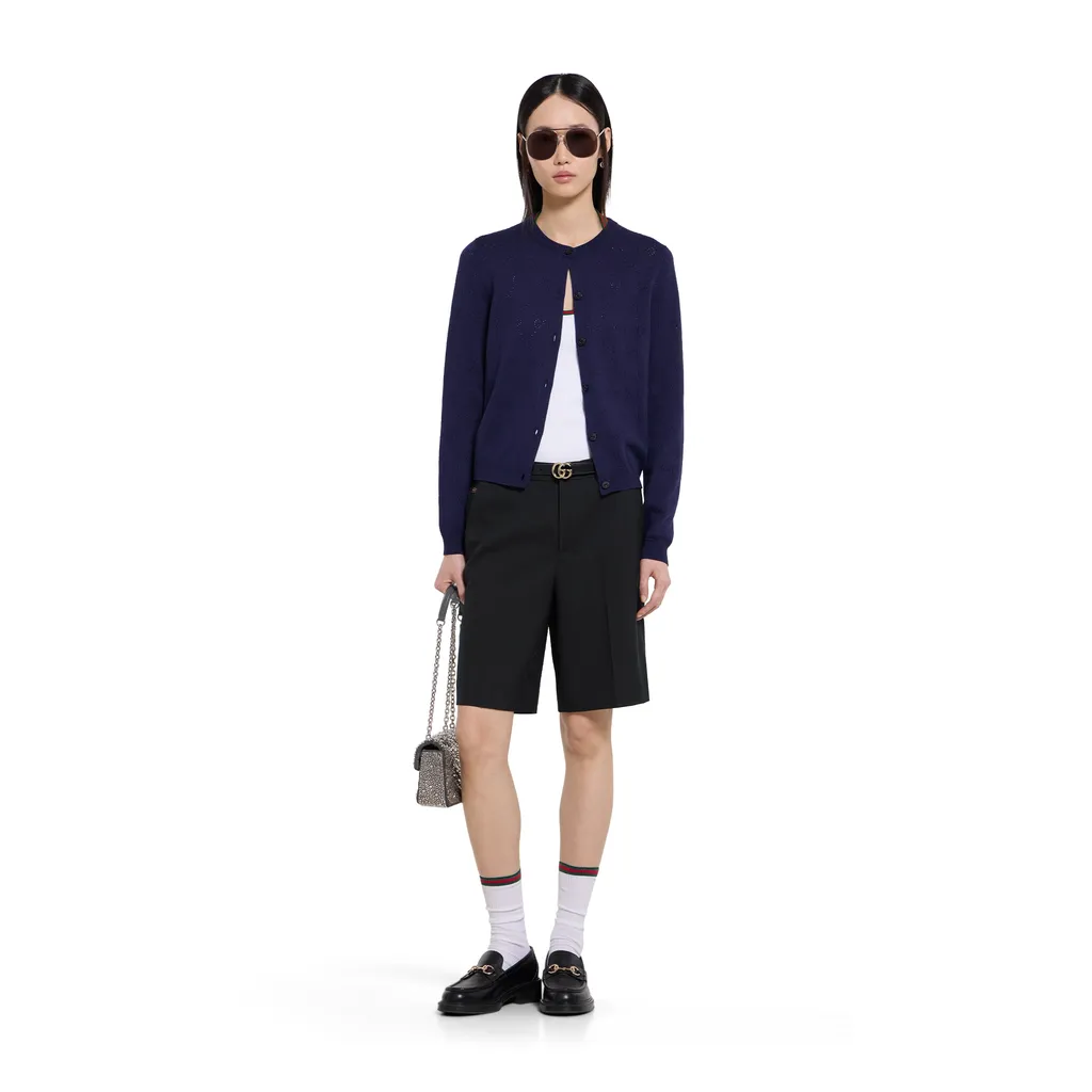 Gg Pointelle Cotton Silk Cardigan