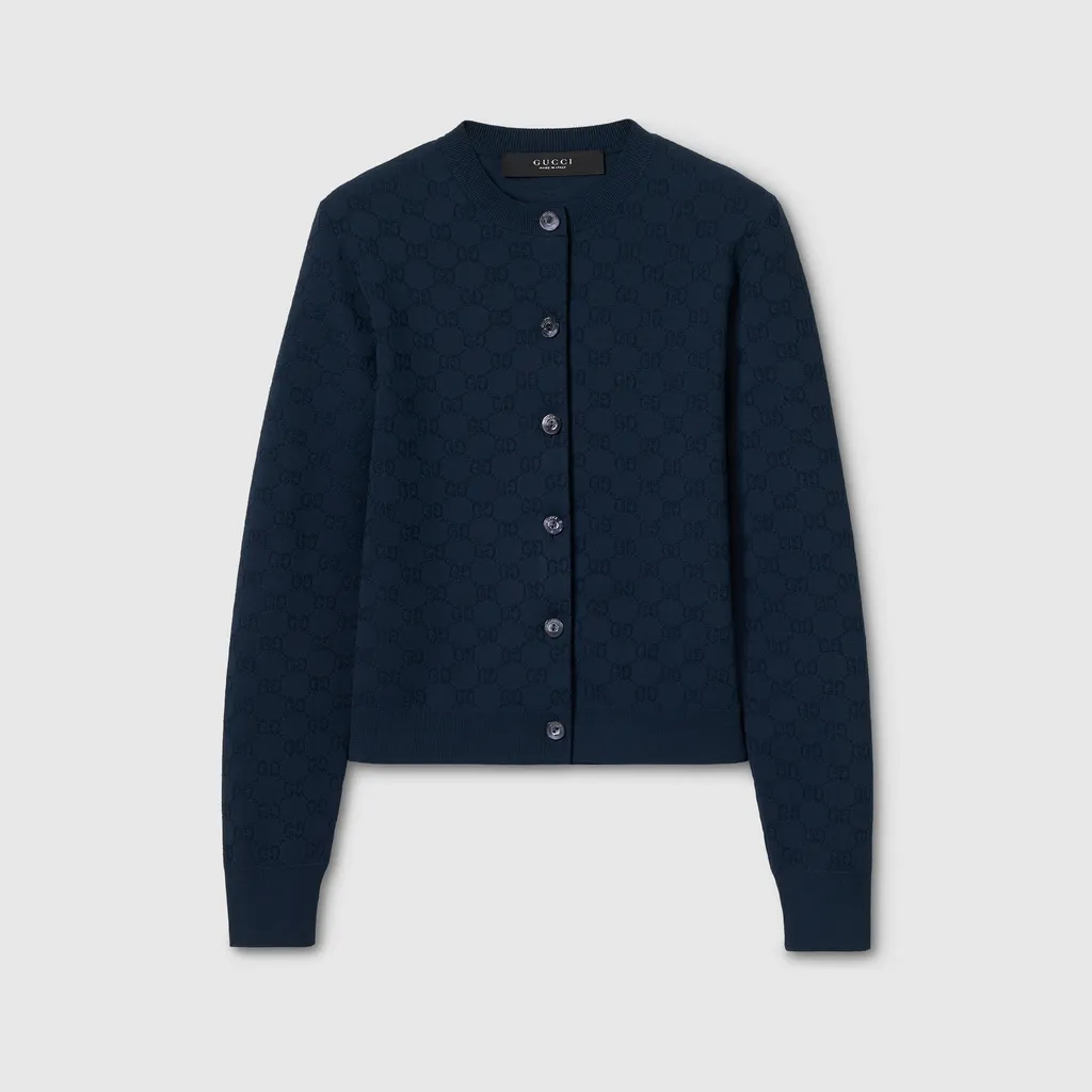 Gg Fine Fabric Jacquard Cardigan