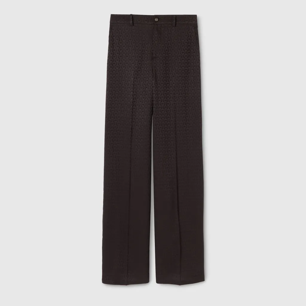 Horsebit Silk Jacquard Trousers