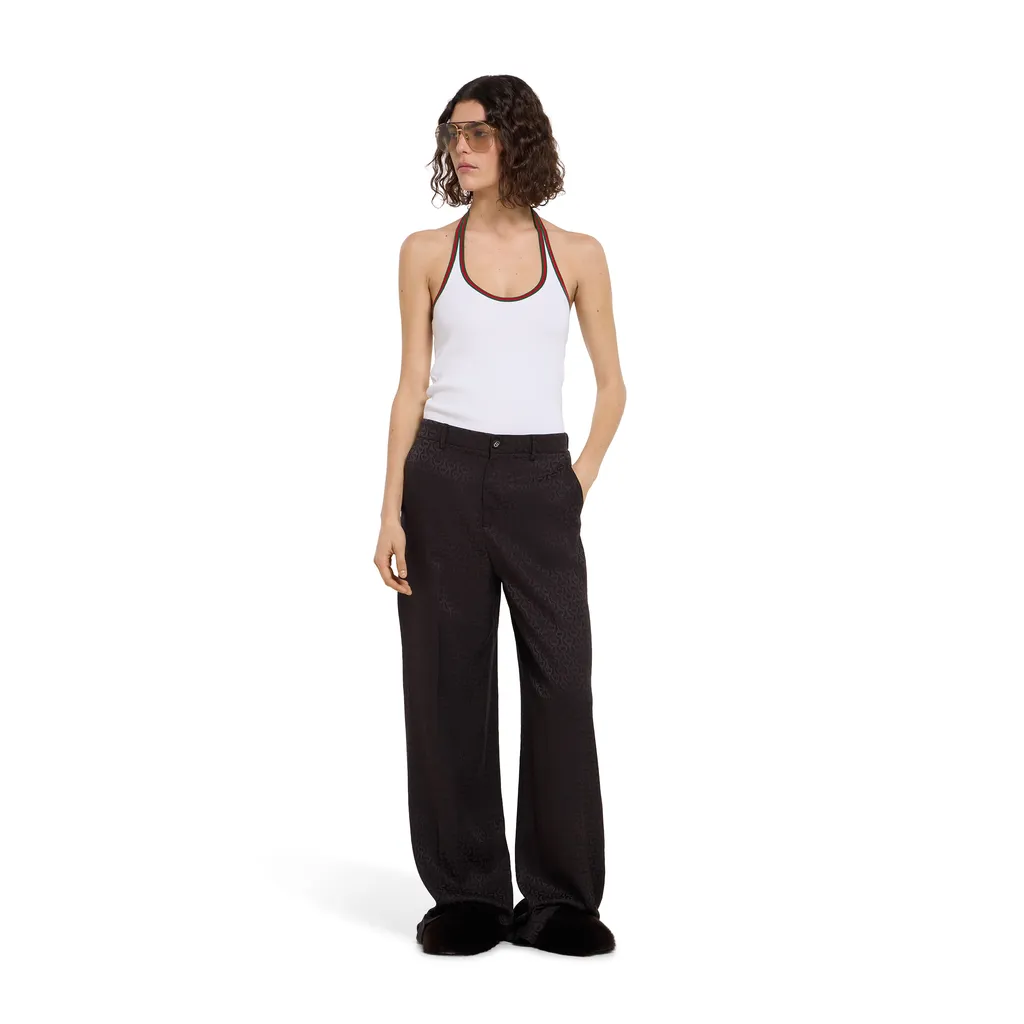 Horsebit Silk Jacquard Trousers