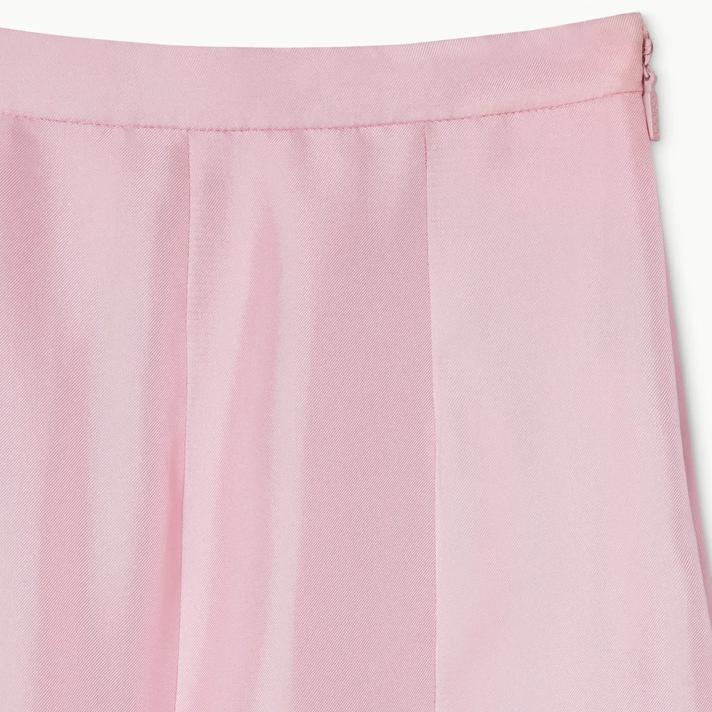 Silk Twill Pleated Midi Skirt