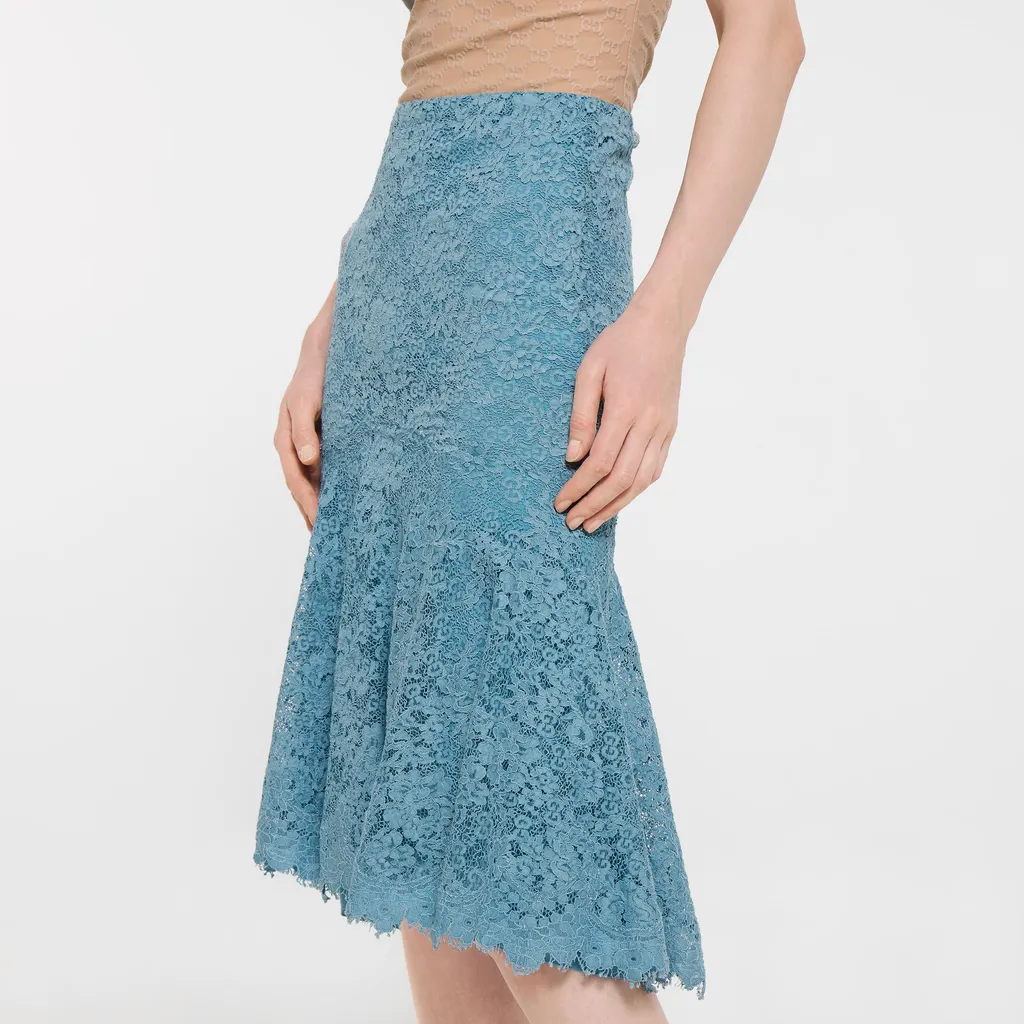 Gg Flower Stretch Lace Skirt