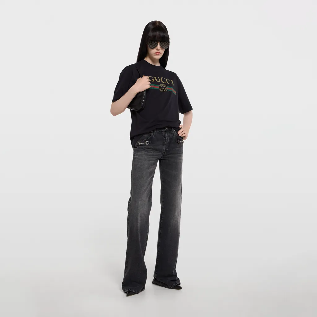 Cotton Jersey And Silk T-Shirt With Print