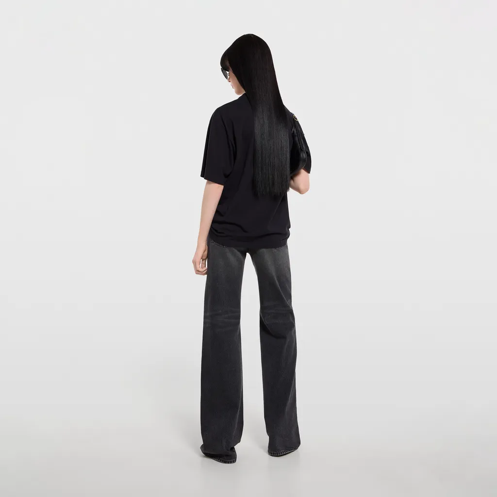 Cotton Jersey And Silk T-Shirt With Print