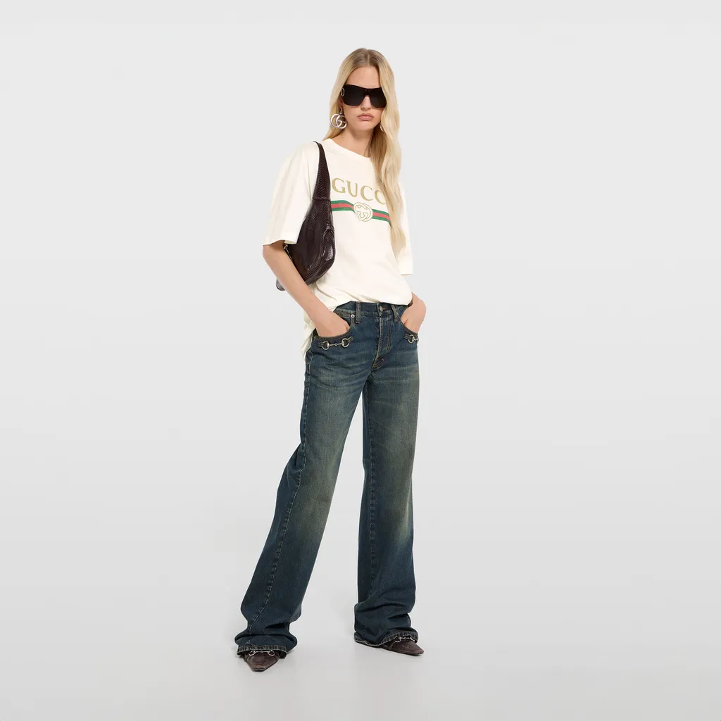 Cotton Jersey And Silk T-Shirt With Print