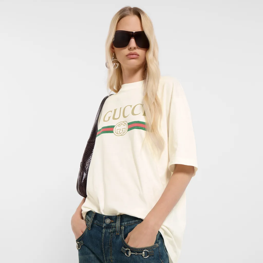 Cotton Jersey And Silk T-Shirt With Print