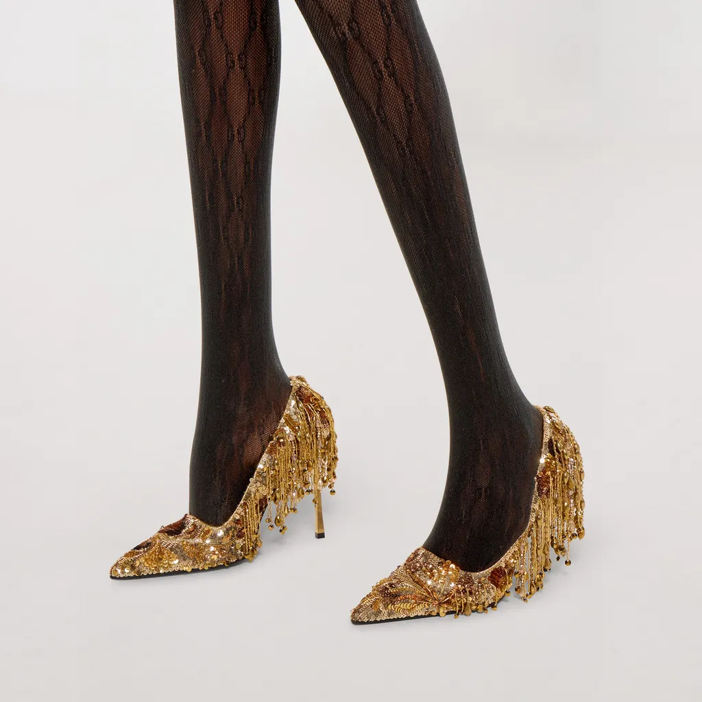 Embroidered Bombshell Pump