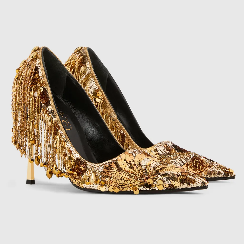Embroidered Bombshell Pump