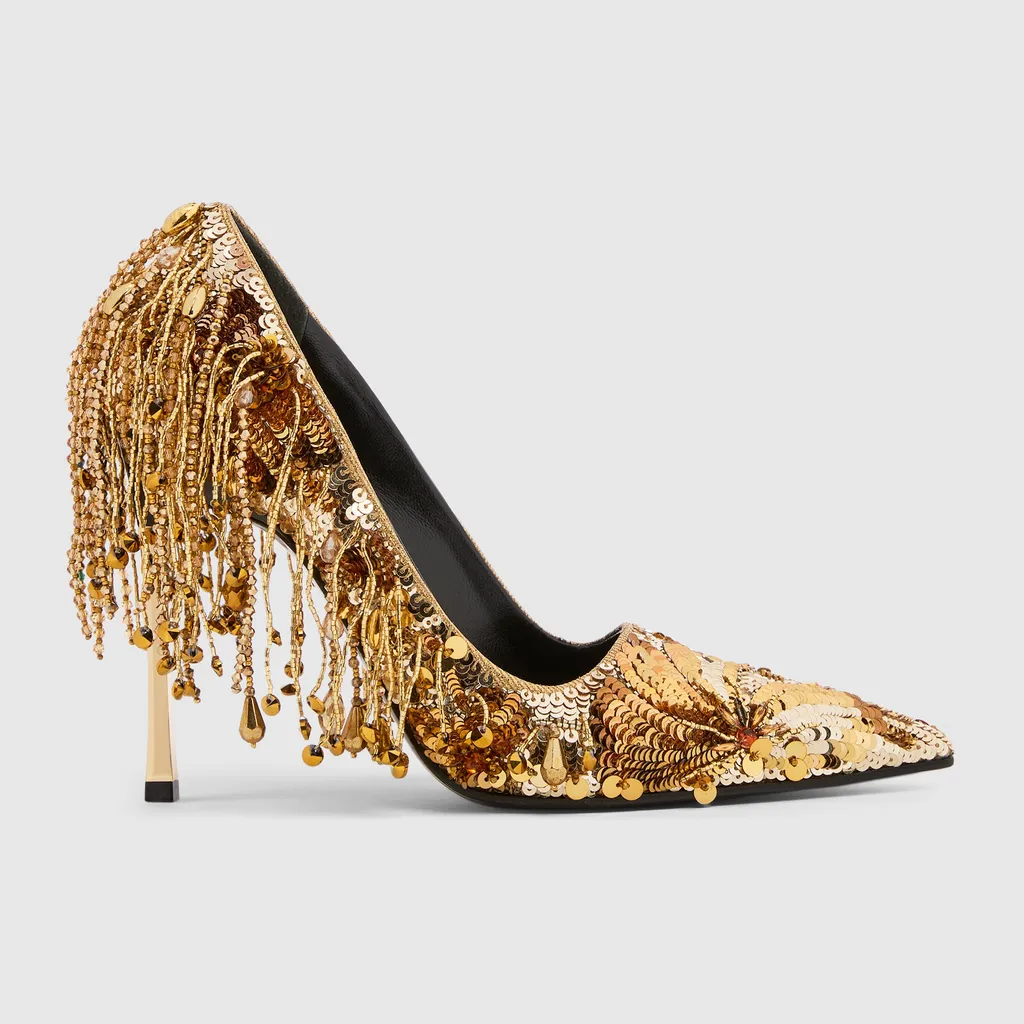 Embroidered Bombshell Pump