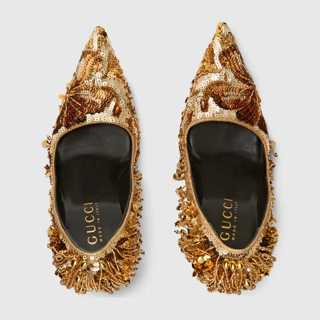 Embroidered Bombshell Pump