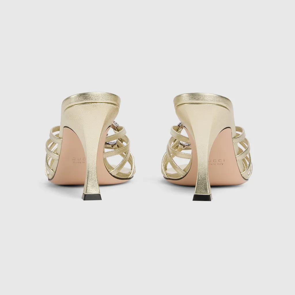 Slide Sandal With Crystal Interlocking G
