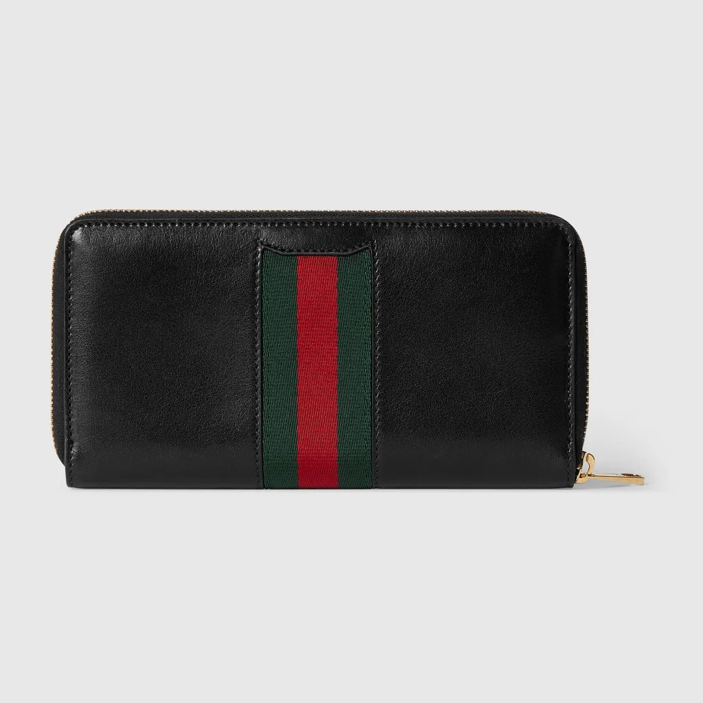 Gucci Horsebit Web Zip Around Wallet