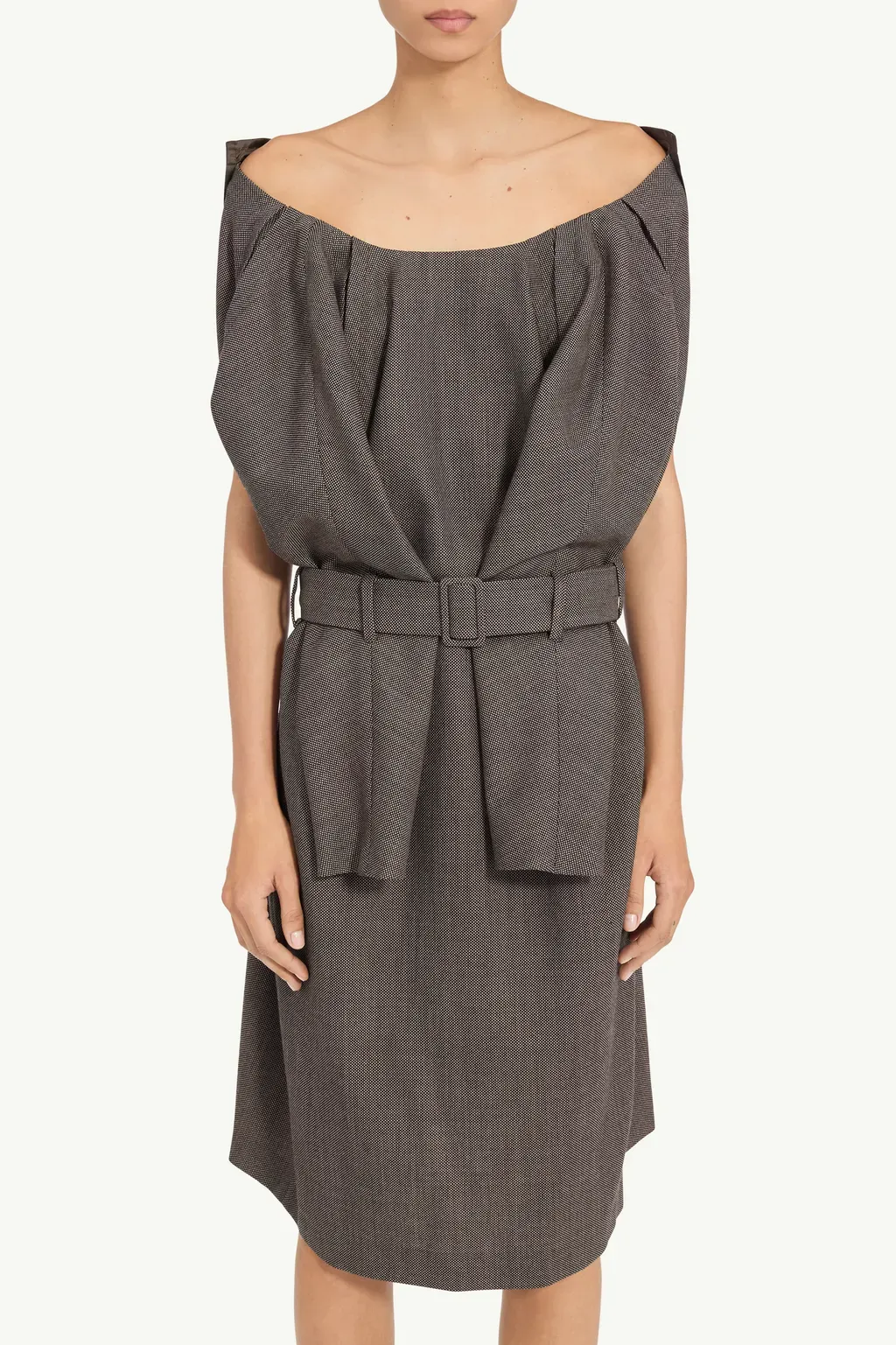 Belted Draped Midi Dress
