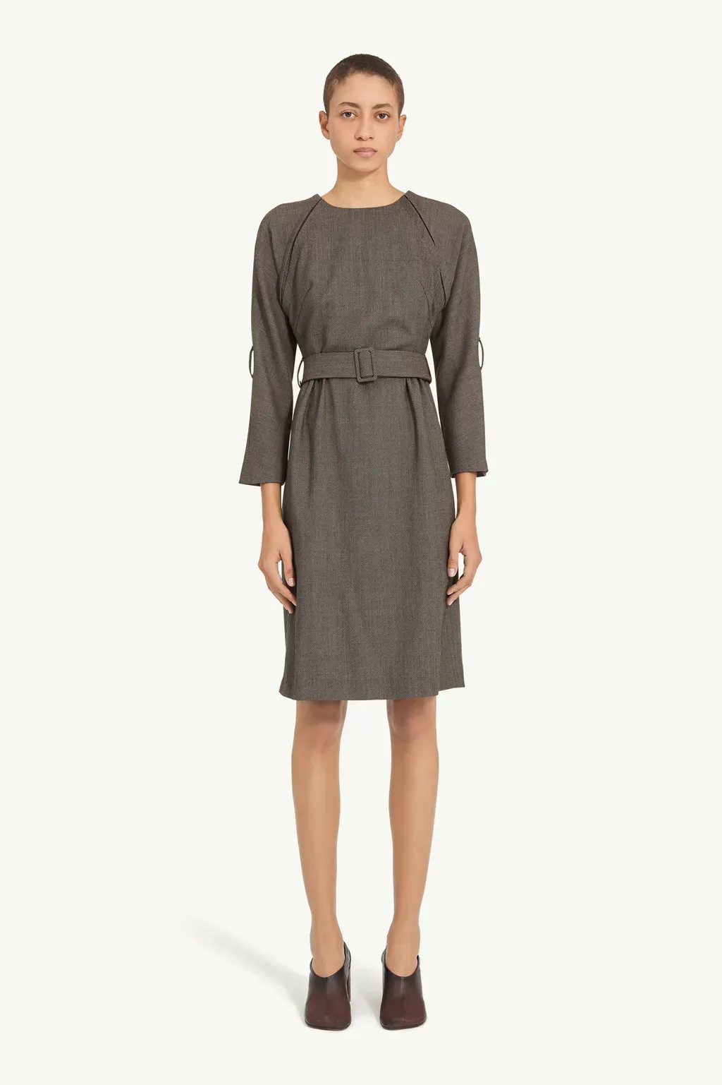 Belted Draped Midi Dress