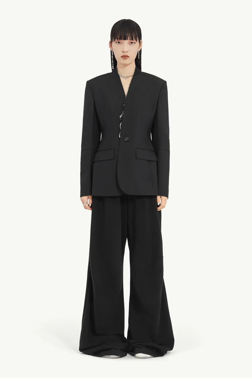 Collarless Suit Jacket