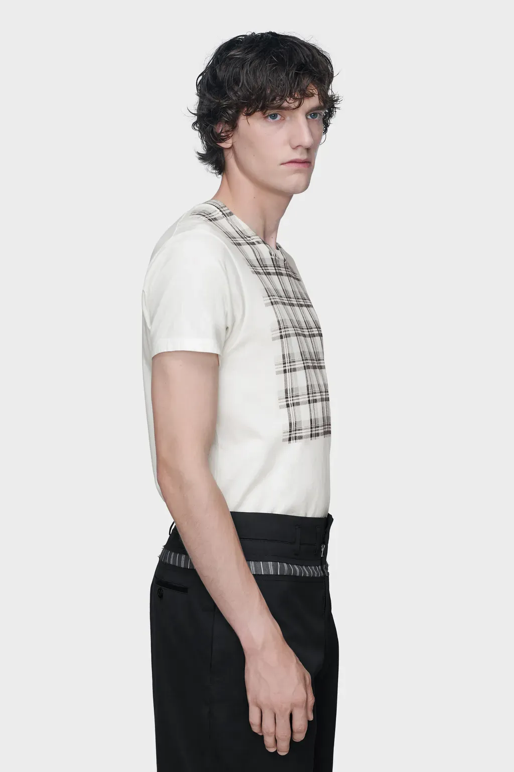 Cotton T-Shirt With Check Panel