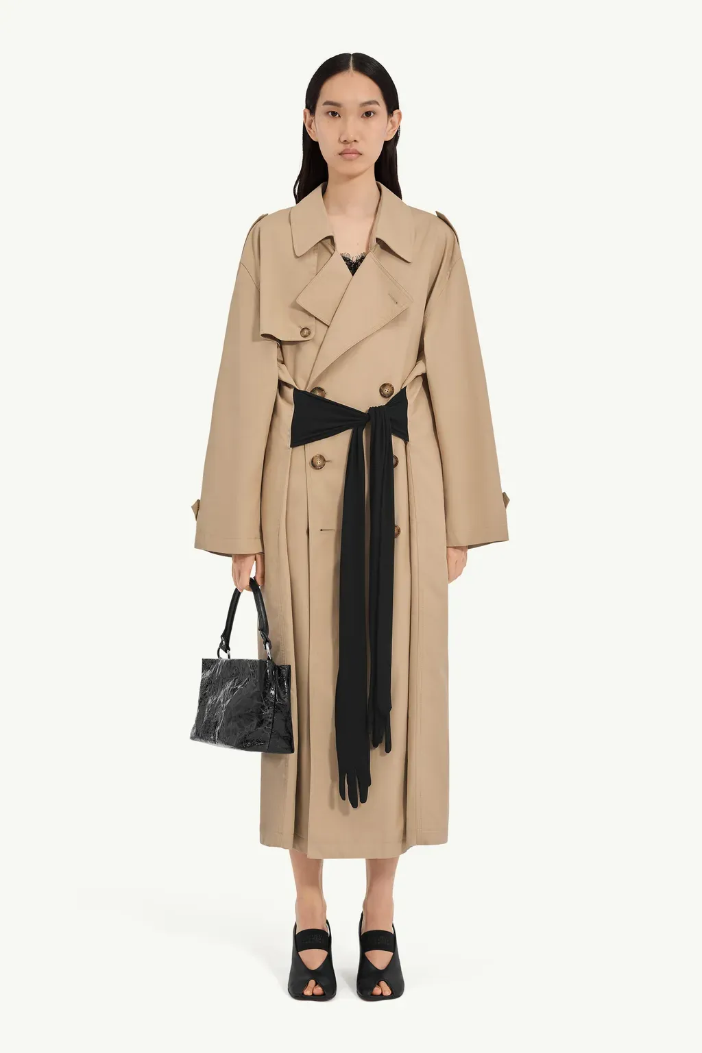 Cotton Trench Coat With Gloves