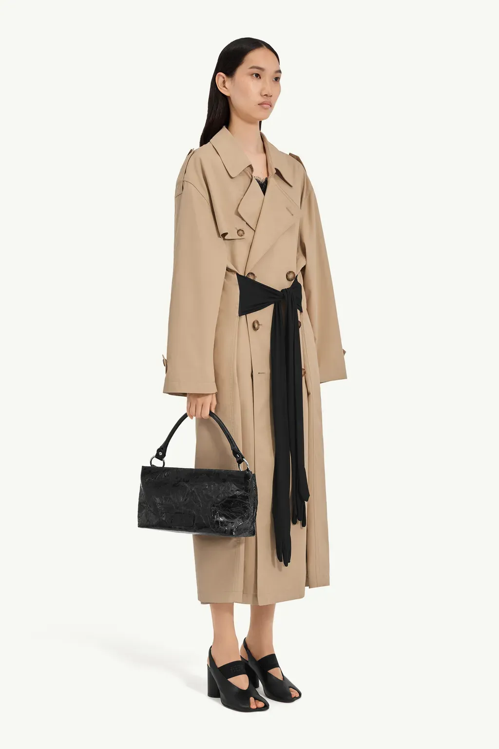 Cotton Trench Coat With Gloves