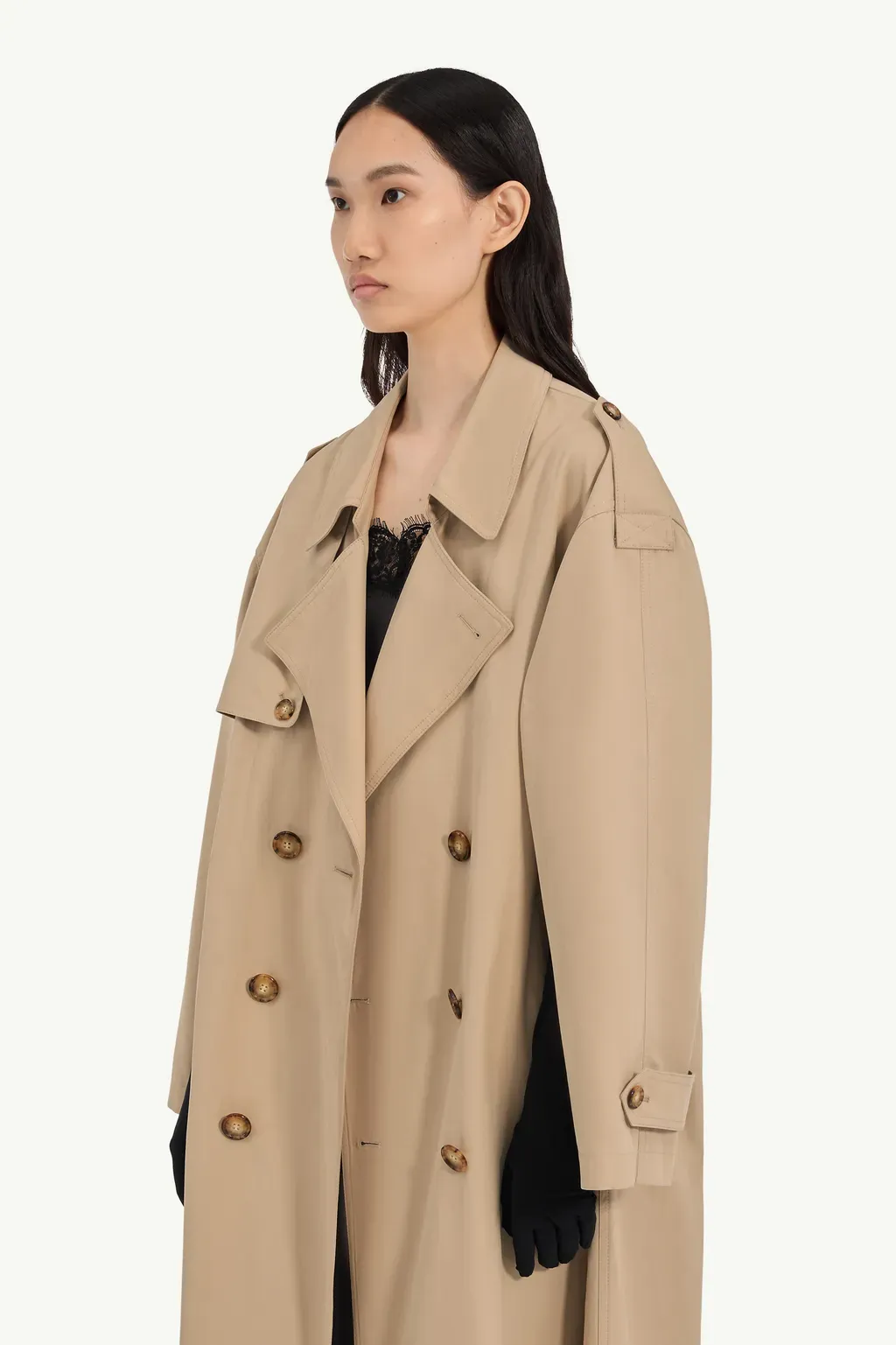 Cotton Trench Coat With Gloves