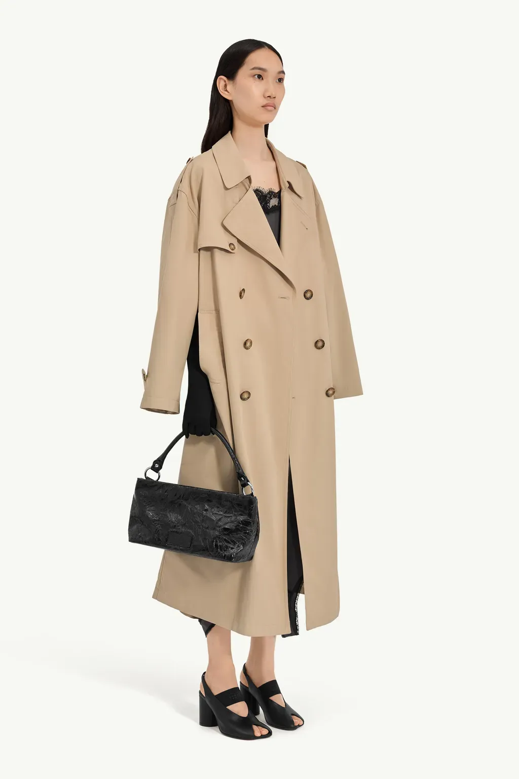 Cotton Trench Coat With Gloves