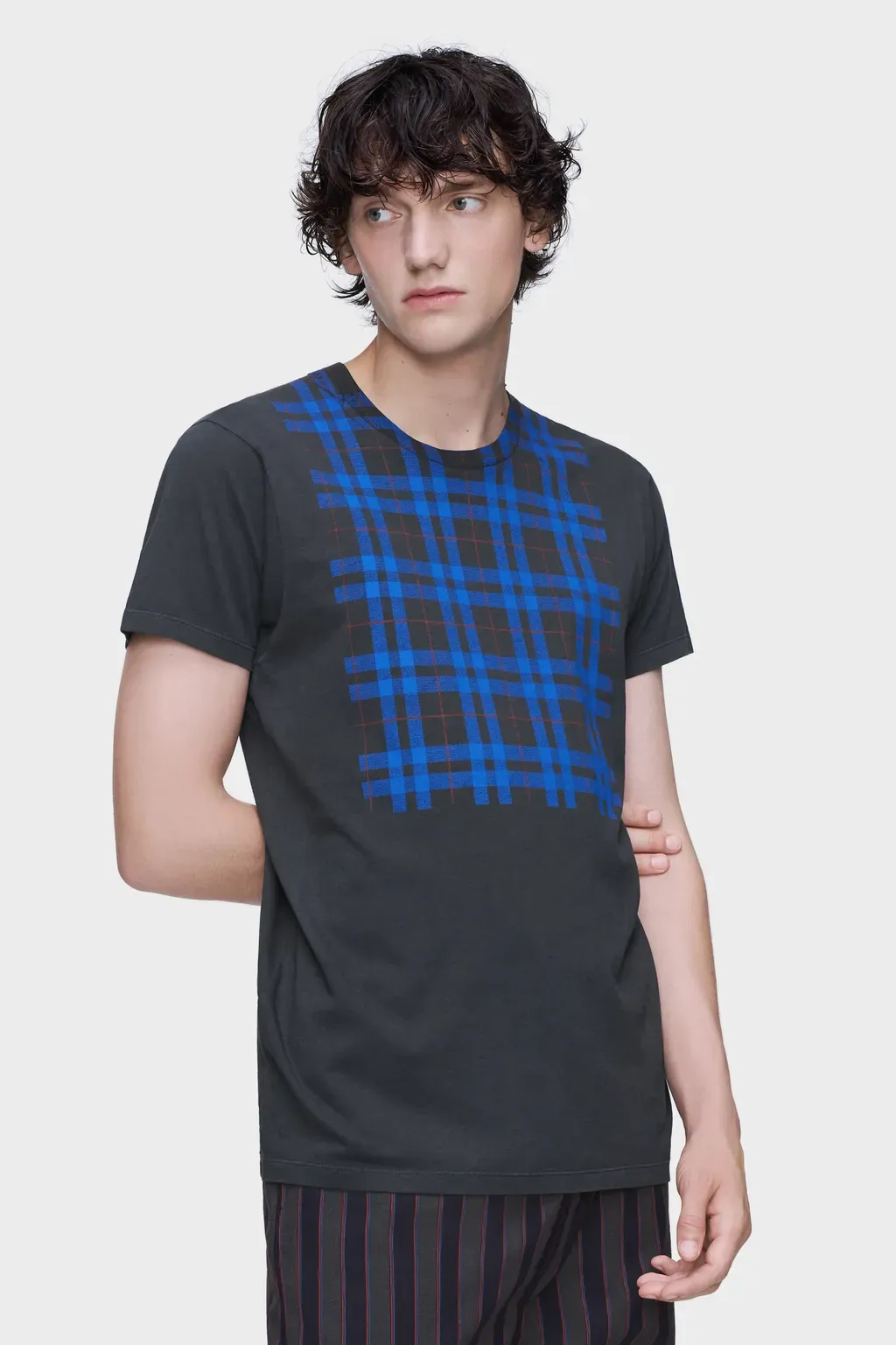 Cotton T-Shirt With Check Panel