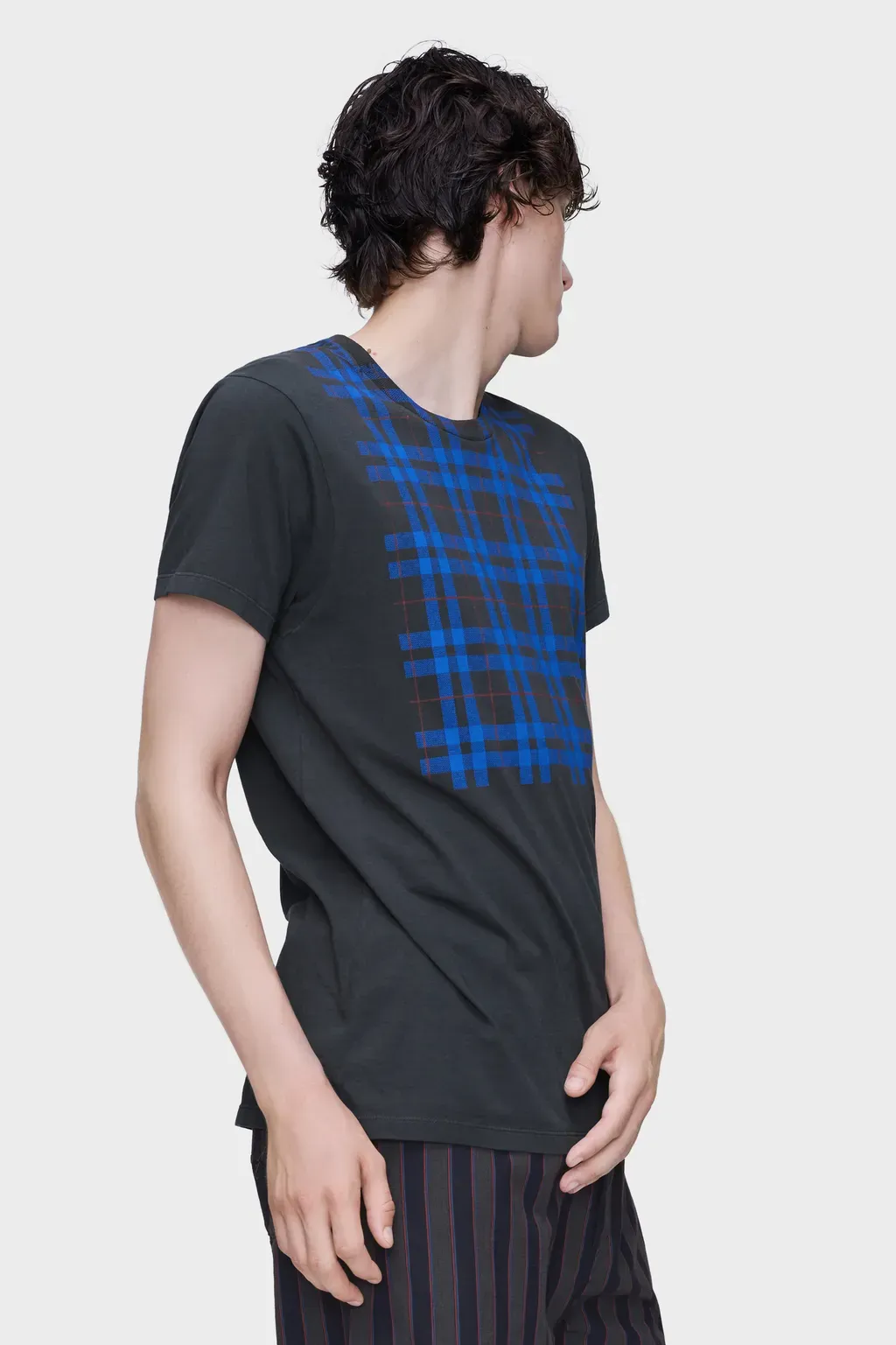 Cotton T-Shirt With Check Panel