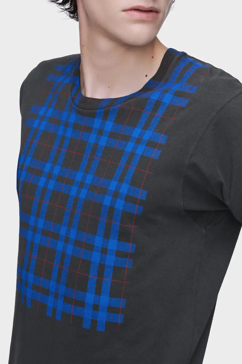 Cotton T-Shirt With Check Panel
