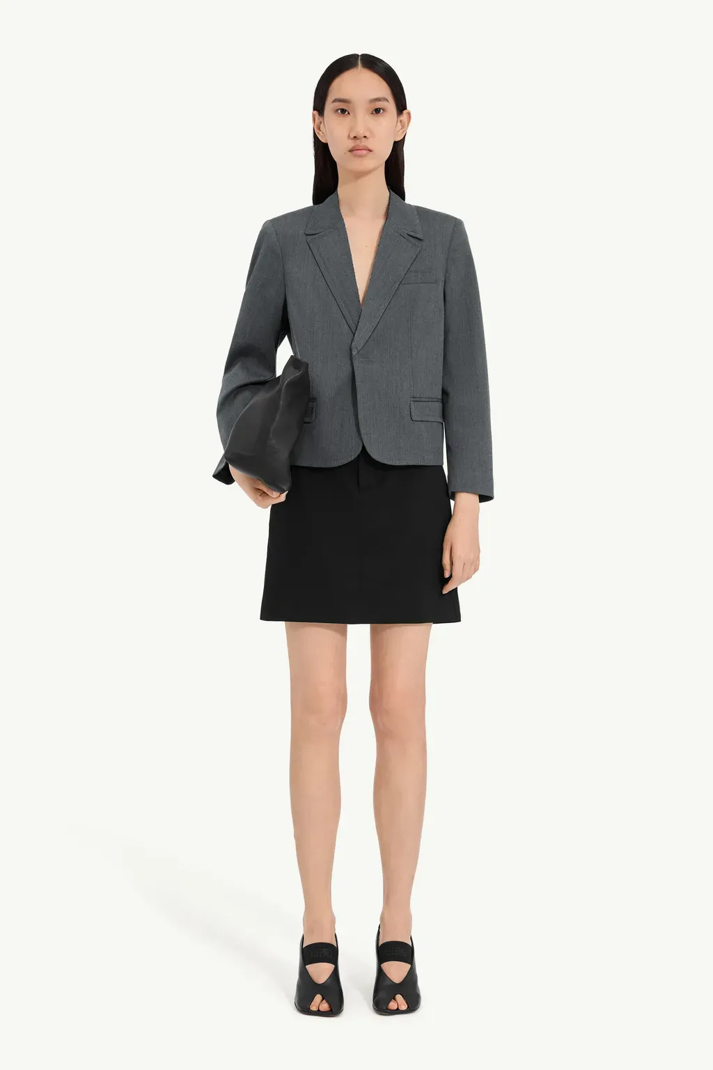 Cropped Wool Blend Blazer