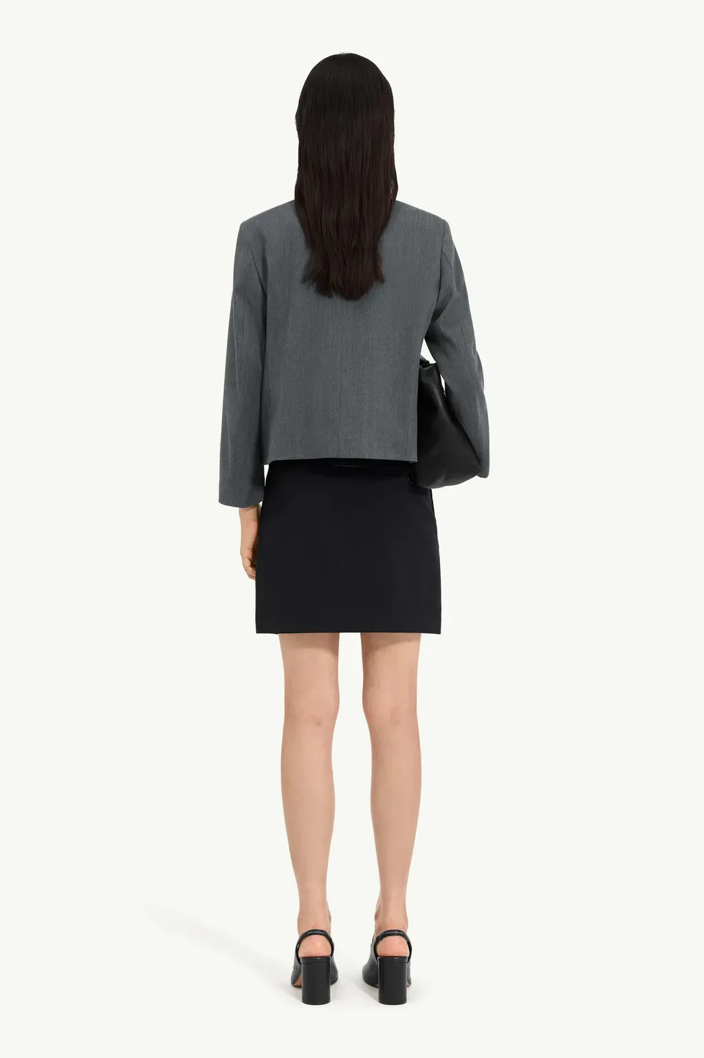 Cropped Wool Blend Blazer