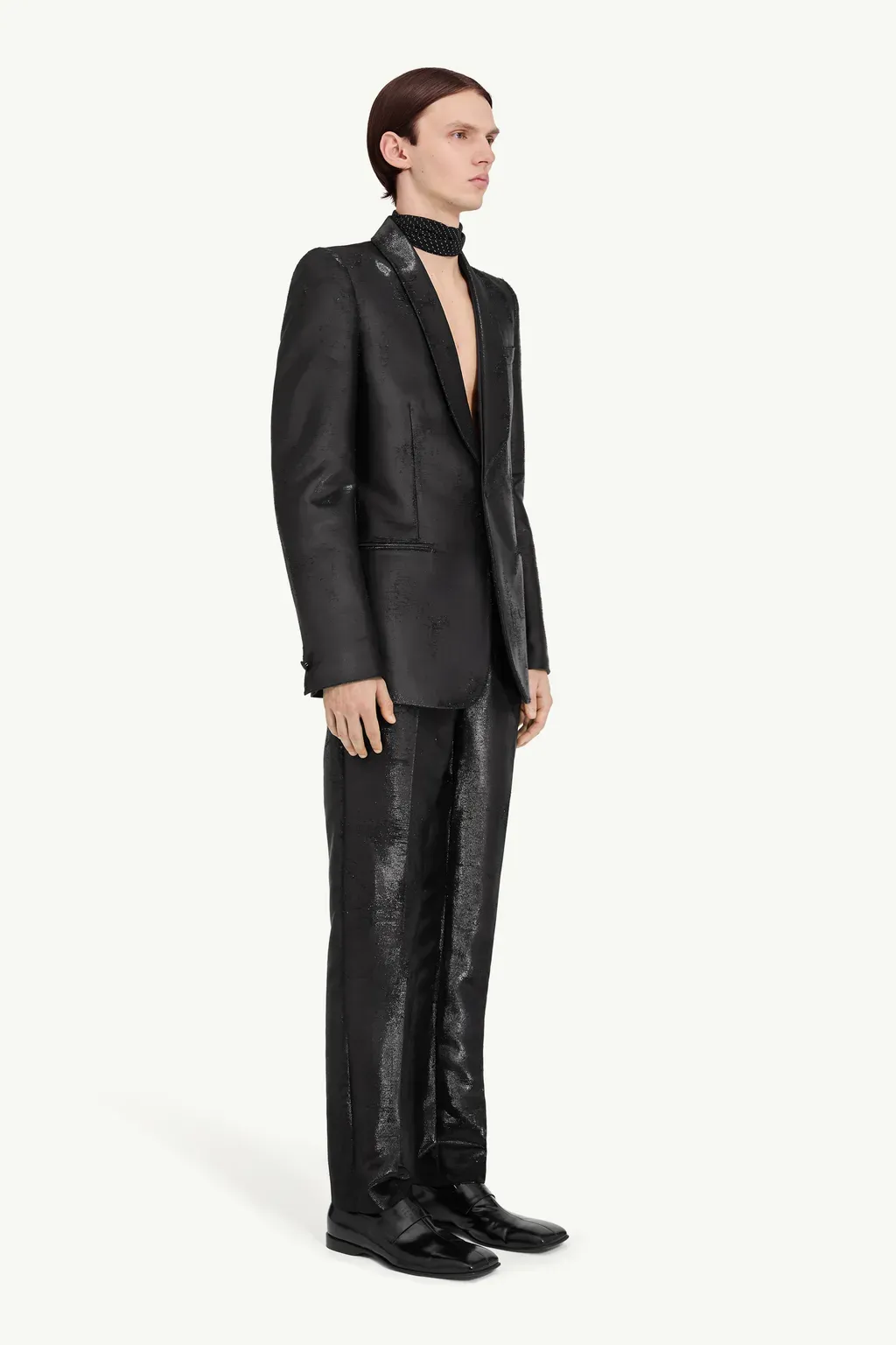 Distressed Jacquard Suit Jacket