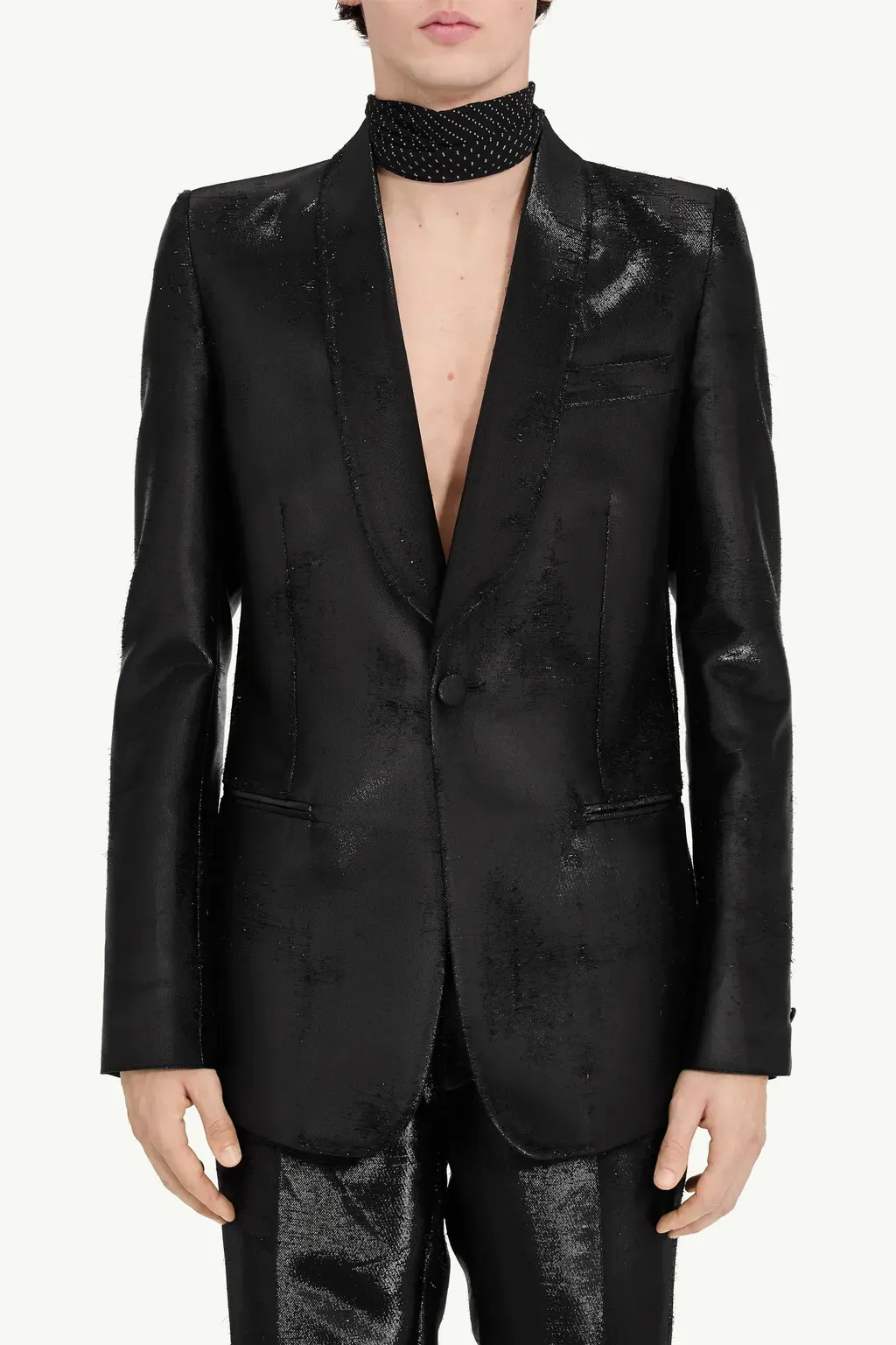 Distressed Jacquard Suit Jacket