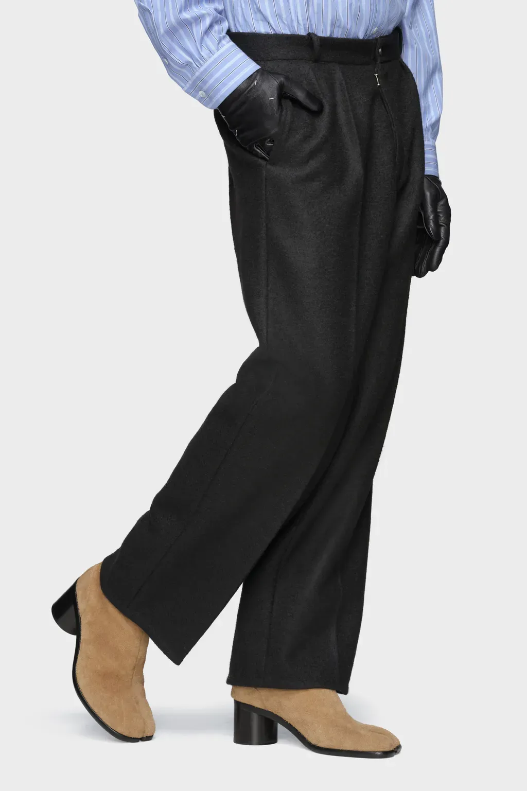 Felted Wool Straight-Leg Trousers