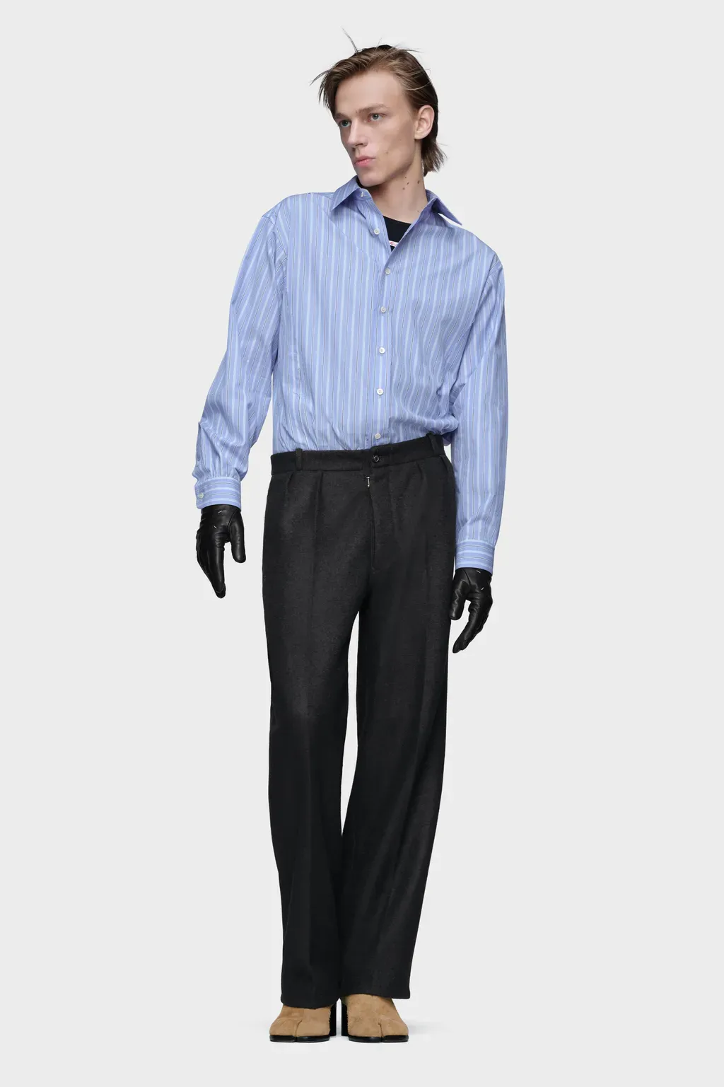 Felted Wool Straight-Leg Trousers