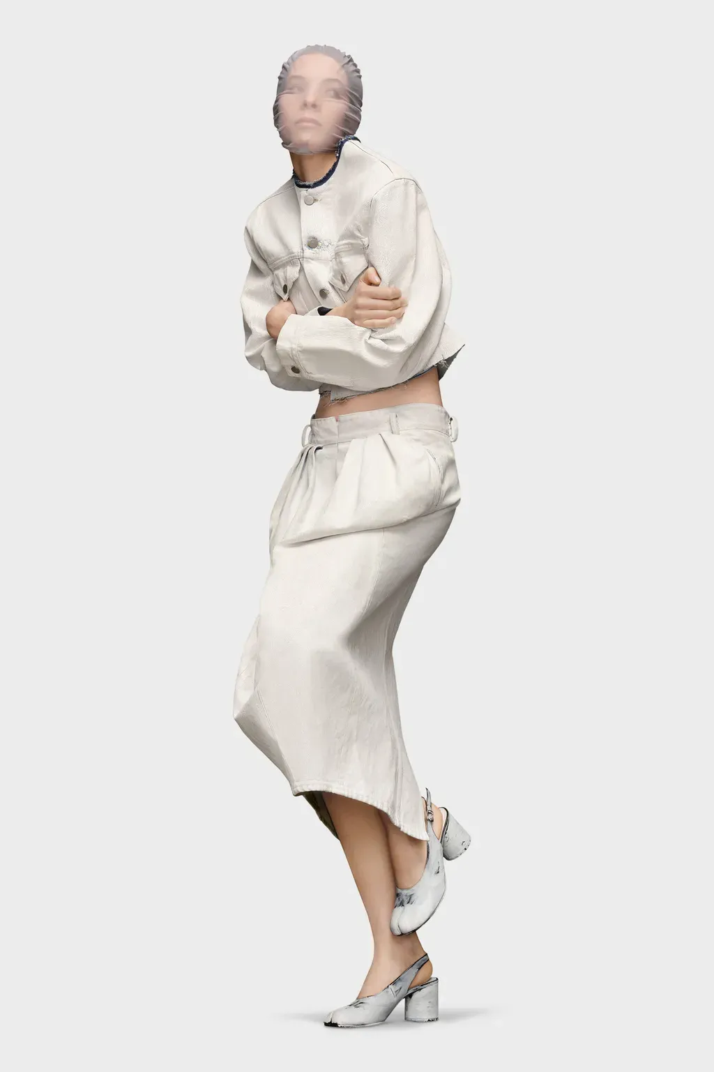 Denim Gathered Skirt