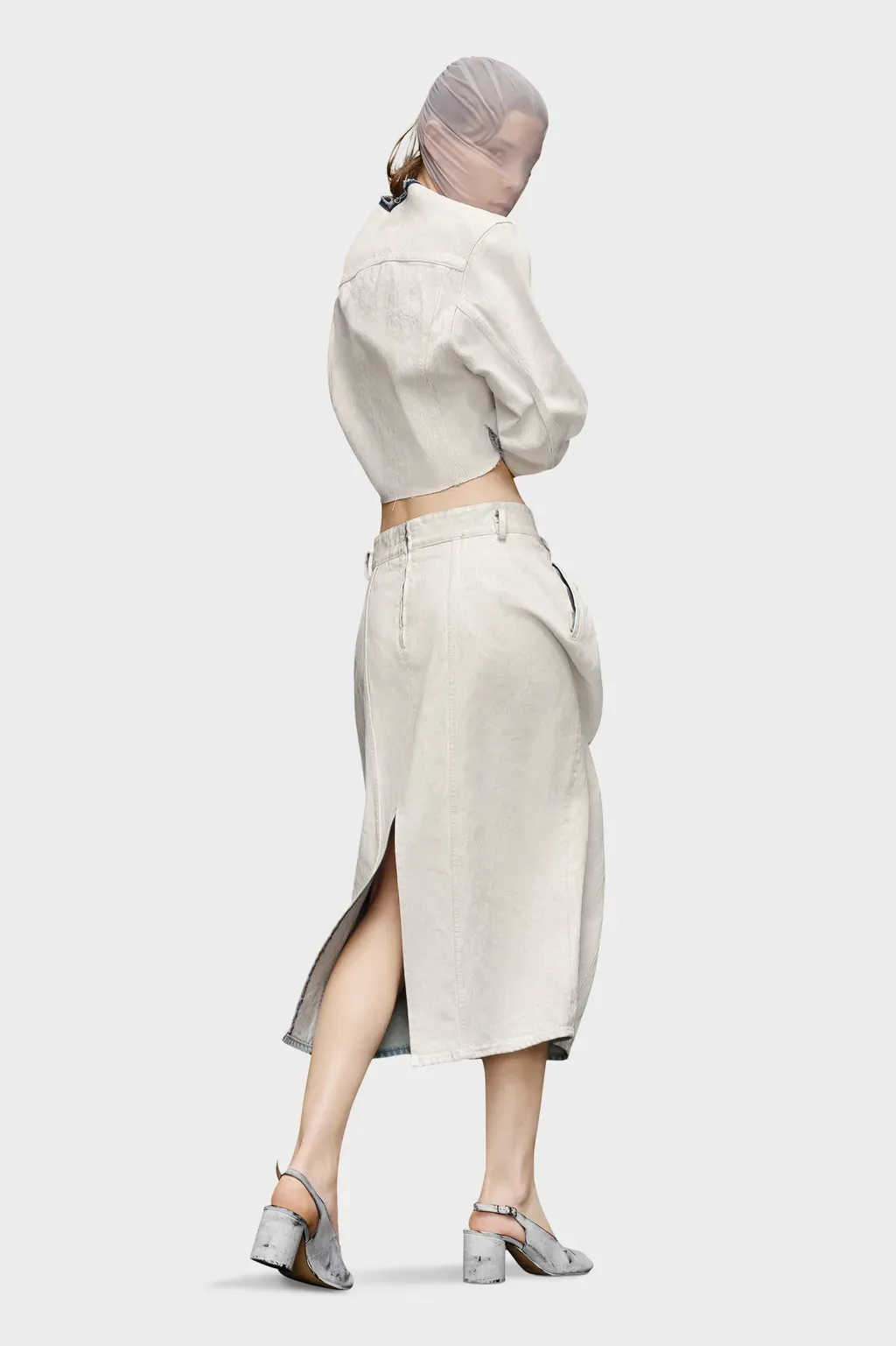 Denim Gathered Skirt