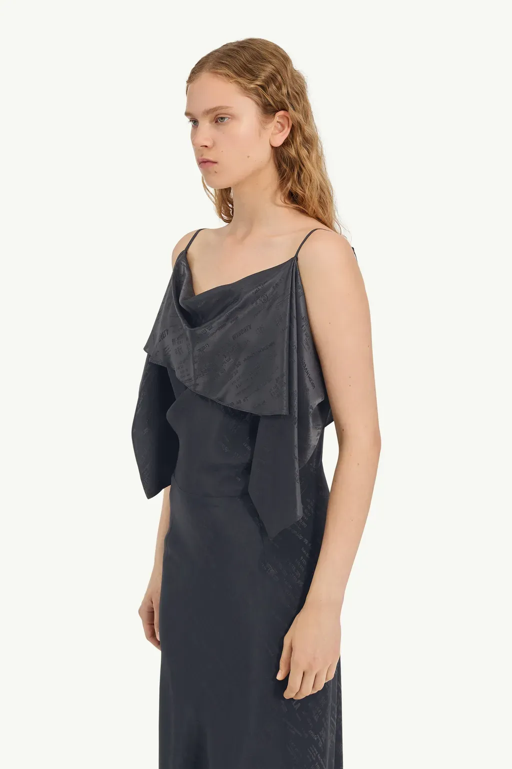 Folded Jacquard Slip Dress