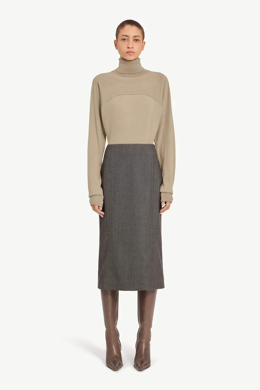 Light Tweed Midi Skirt