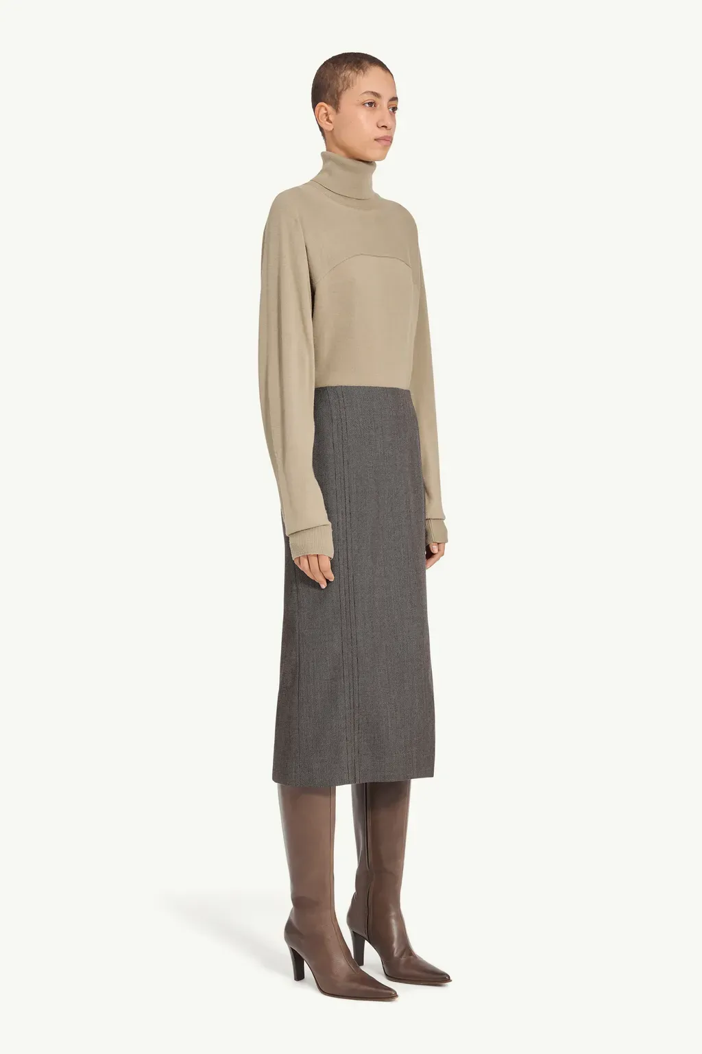 Light Tweed Midi Skirt