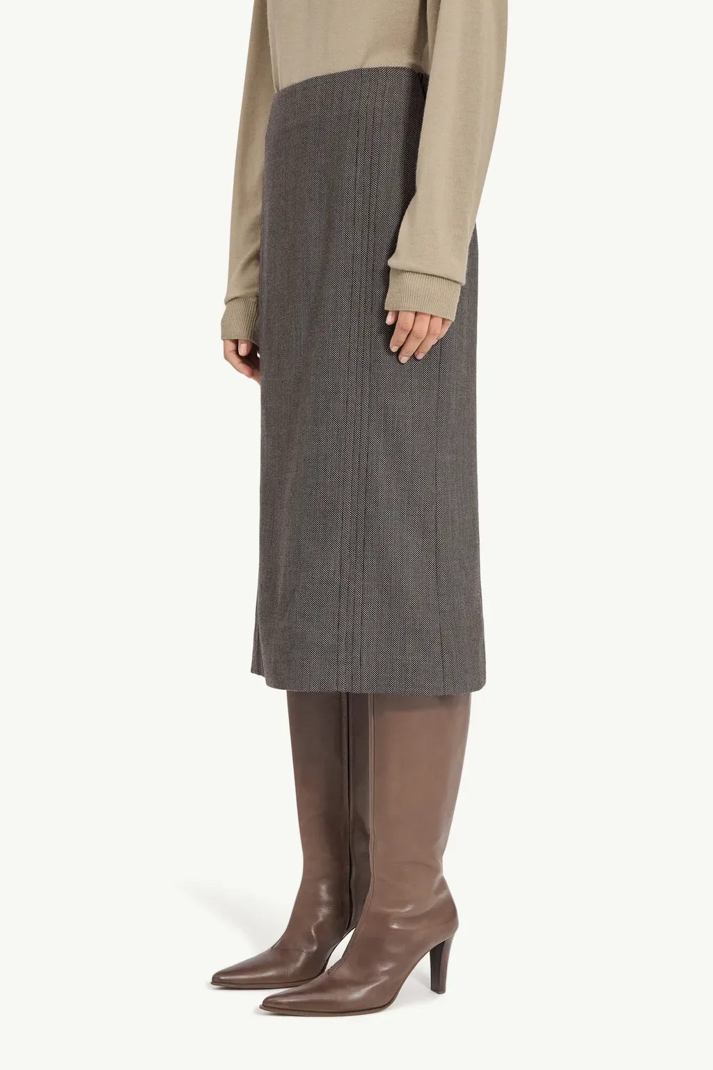 Light Tweed Midi Skirt