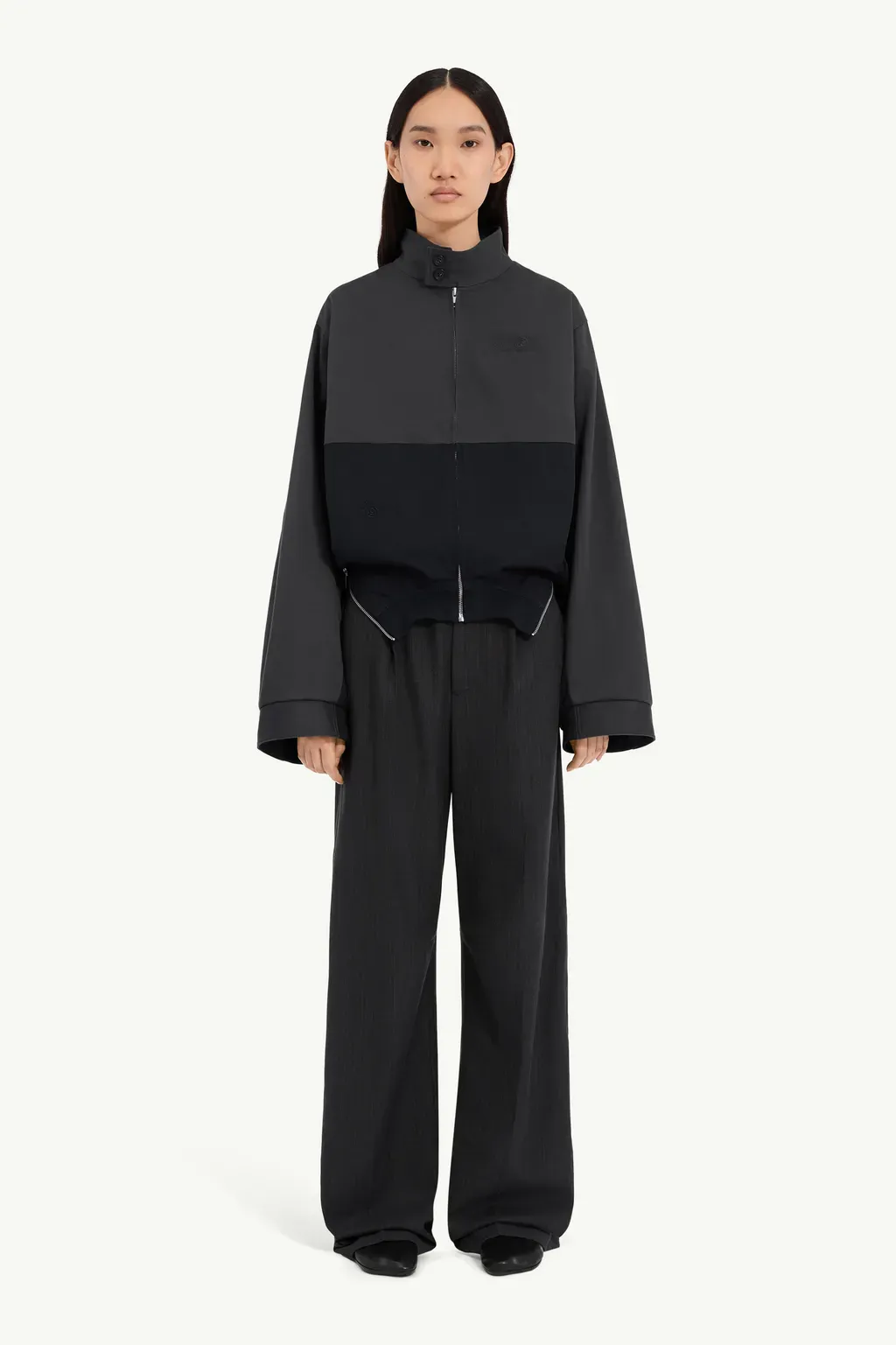 Mirrored Two-Tone Zip Jacket