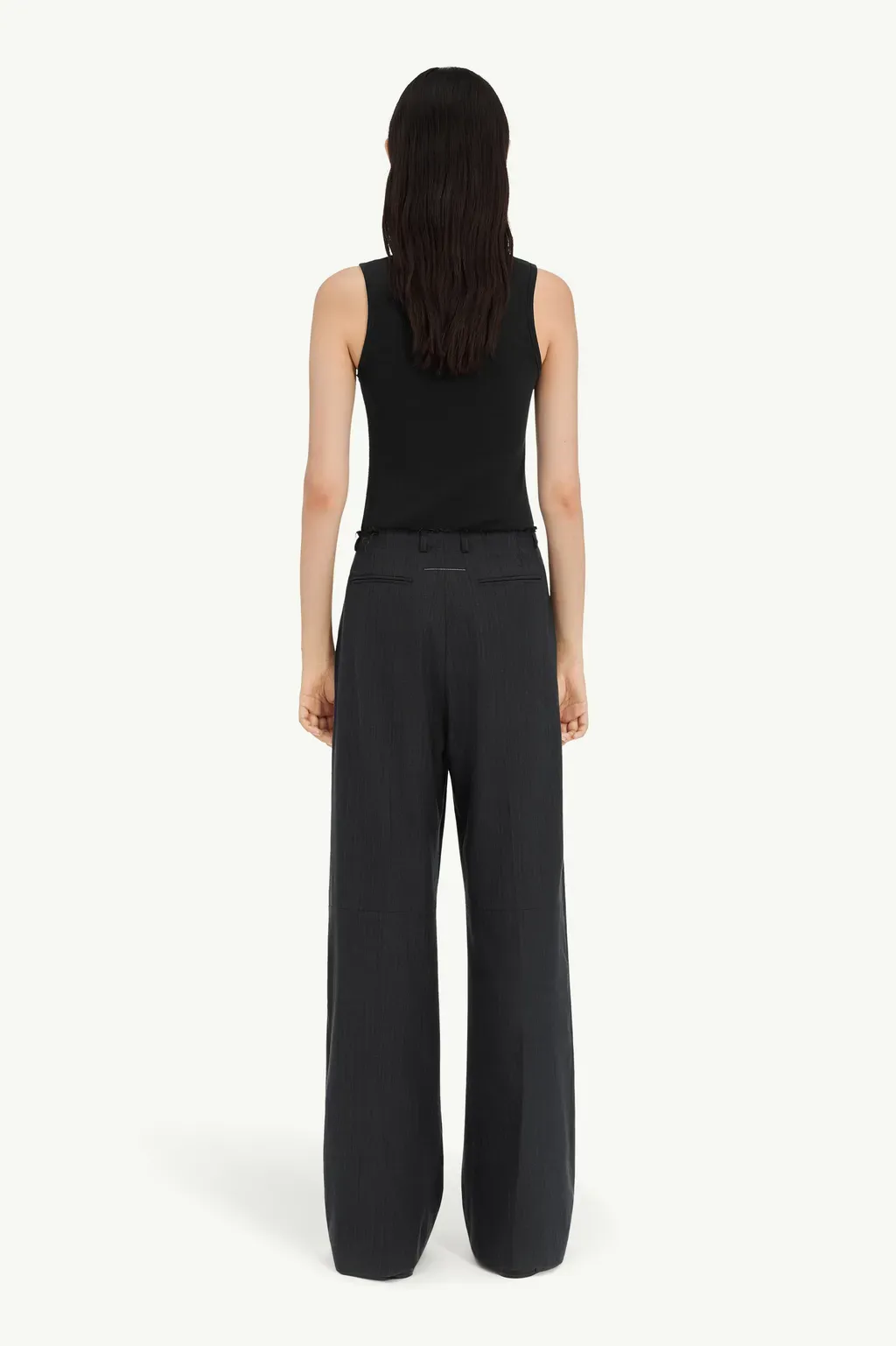 Pinstripe Wool Wide-Leg Trousers