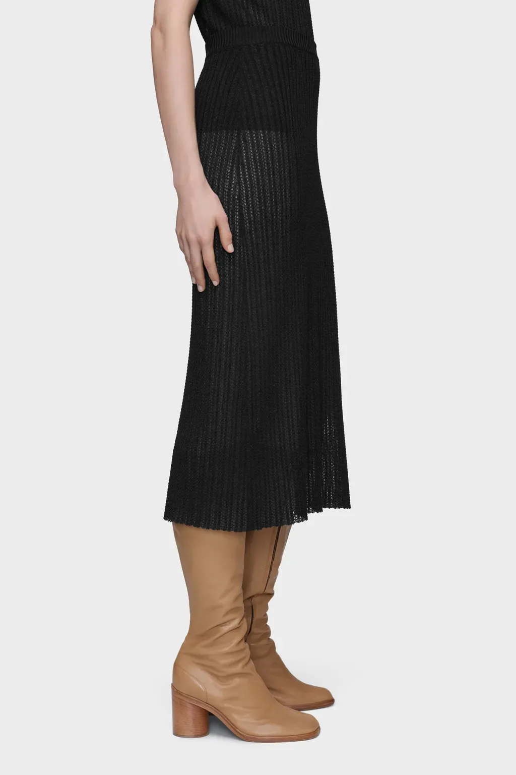 Ribbed Knit Midi Skirt