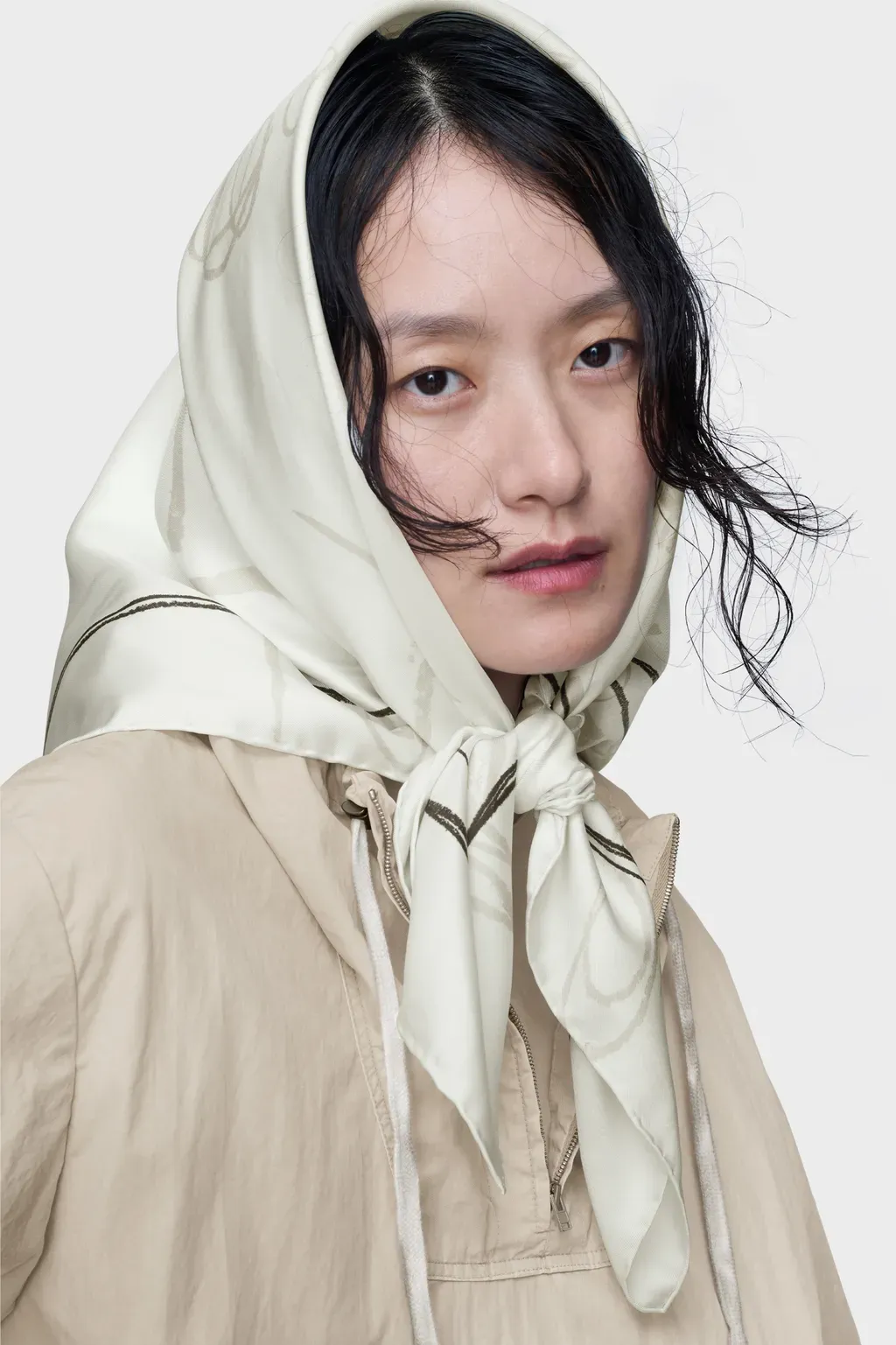 Scribbled Numerical Silk Foulard